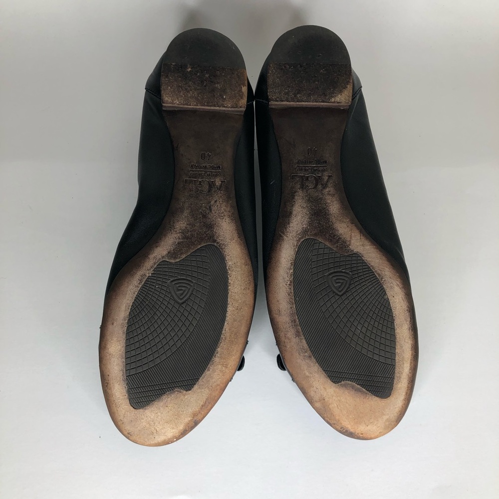 AGL Shoes Flats Slip Ons Women Size 40 US 9 Black Leather Italy Cap Toe - Picture 14 of 16